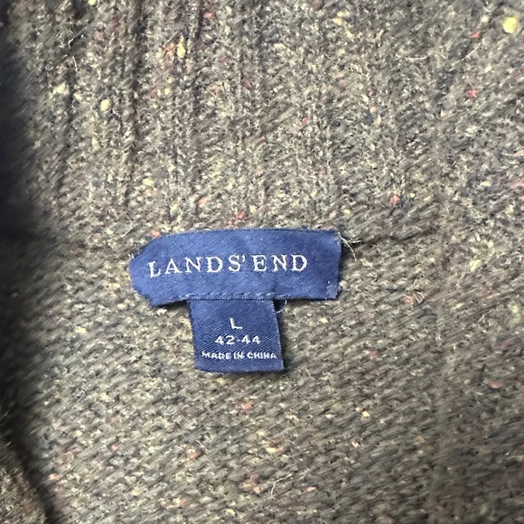 Lands' End Men's Wool Turtleneck Sweater in Olive - Picture 4 of 9